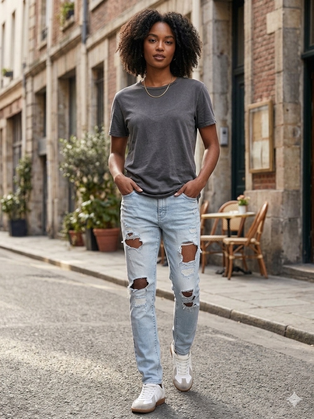 H&M Light Blue High-Rise Distressed Jeans